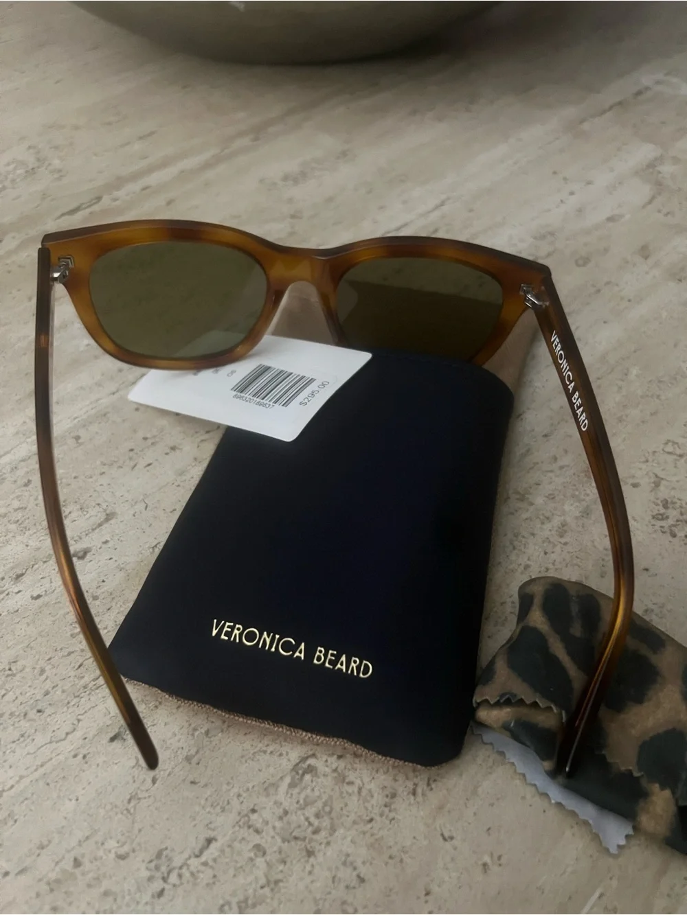 Veronica Beard Brown Tortoise Frame Sunglasses with Green Lenses